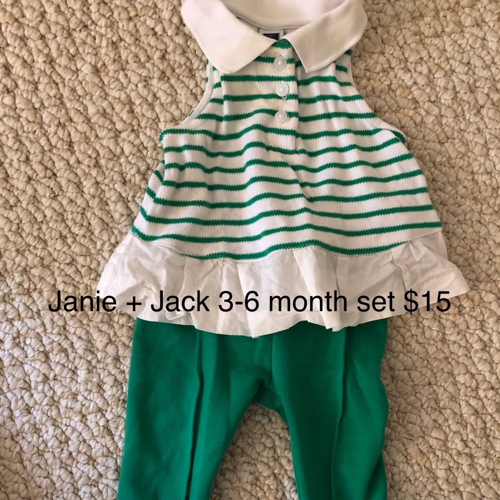 Janie and Jack green stripe tank and leggings